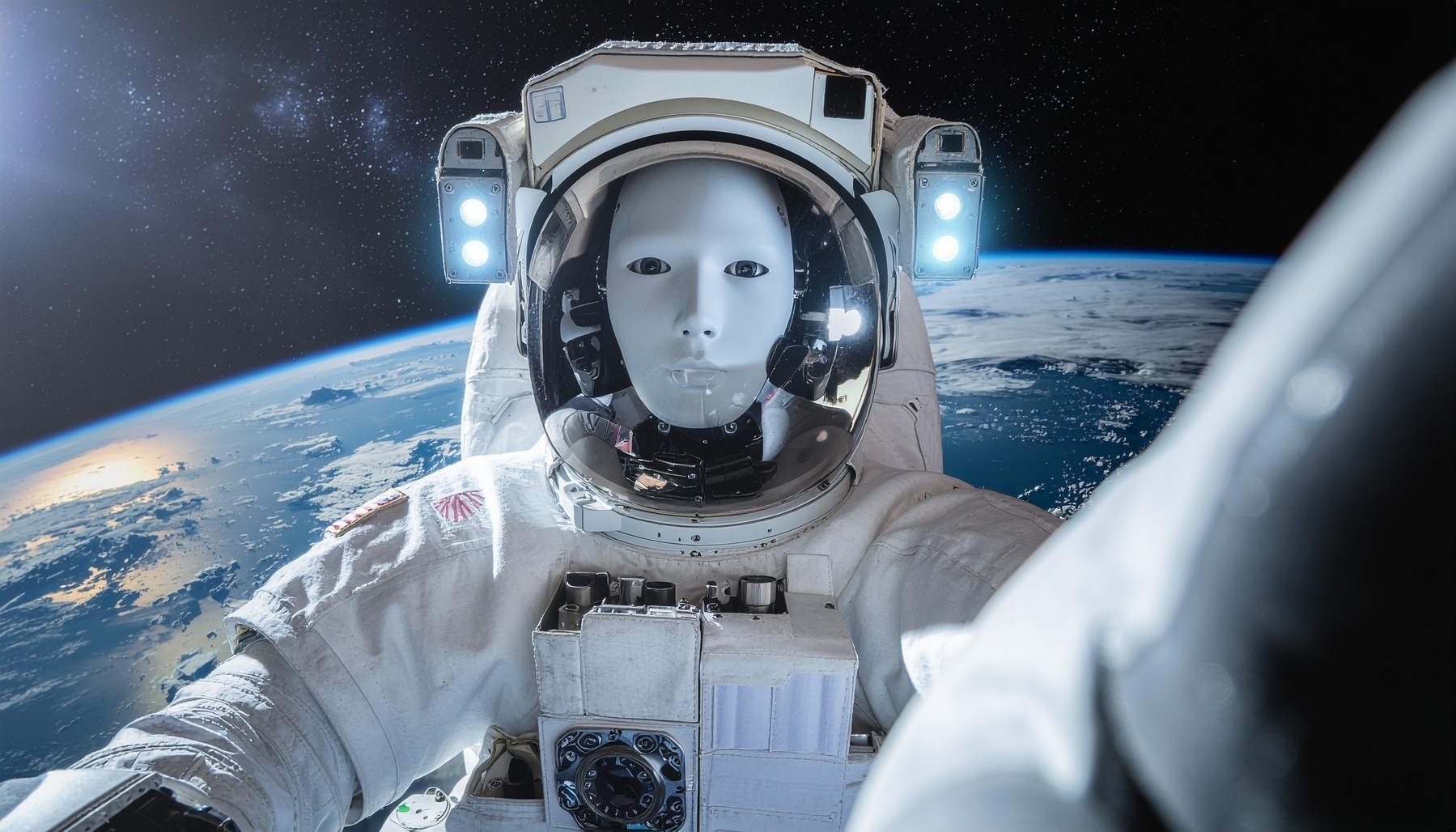 computer robot astronaut in space